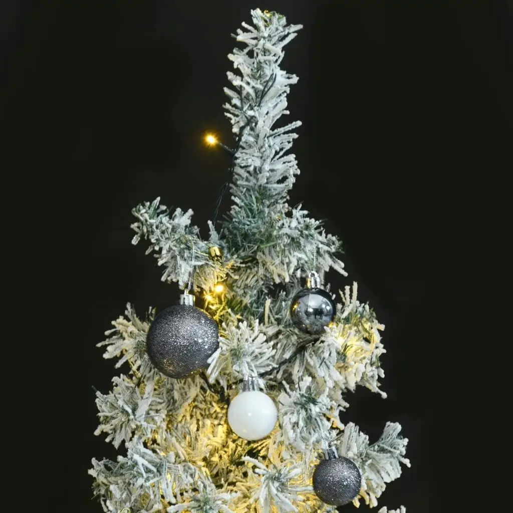 Slim Christmas Tree 300 LEDs & Ball Set & Flocked Snow 300 cm 3210245