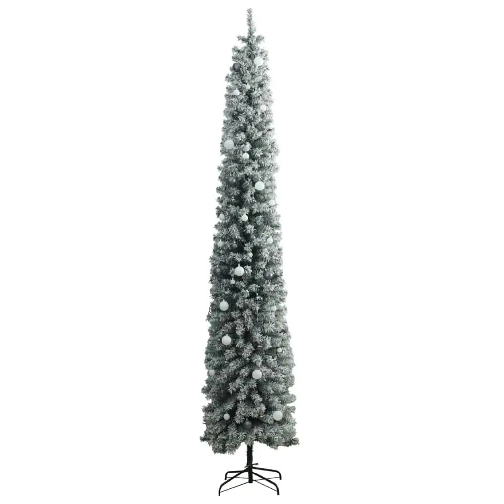 Slim Christmas Tree 300 LEDs & Ball Set & Flocked Snow 300 cm 3210245