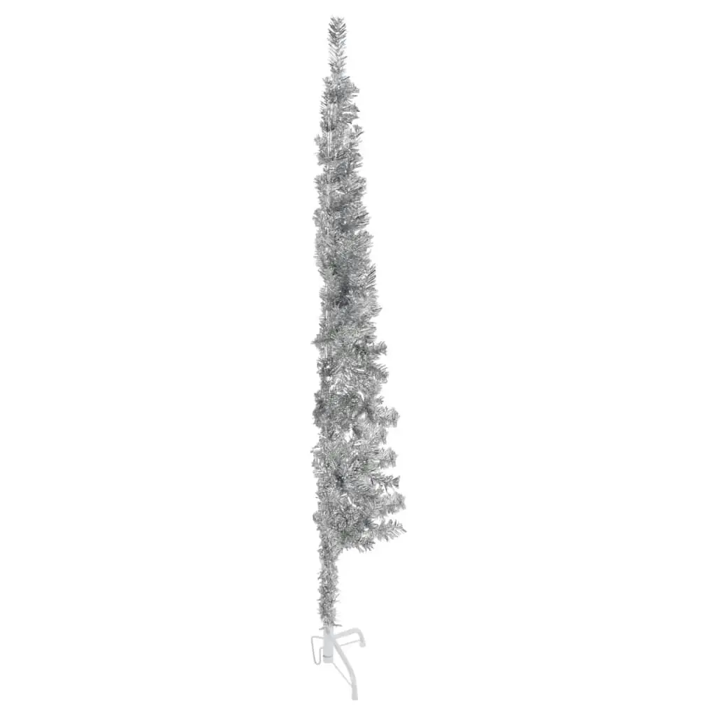 Slim Artificial Half Christmas Tree with Stand Silver 120 cm 344594