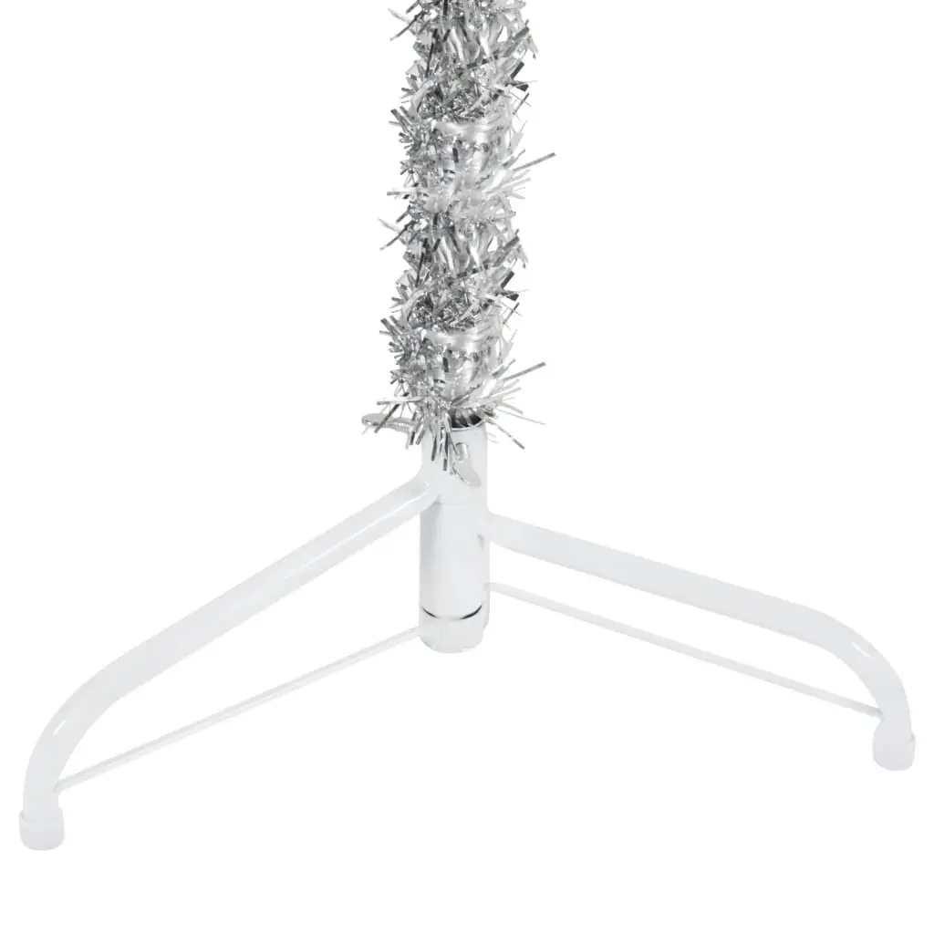 Slim Artificial Half Christmas Tree with Stand Silver 120 cm 344594