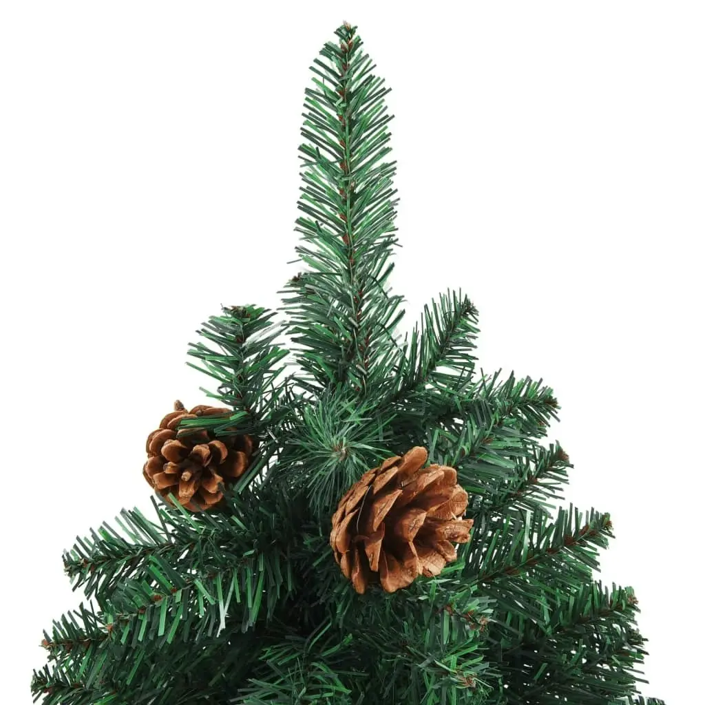 Slim Pre-lit Christmas Tree with Real Wood&Cones Green 210 cm 3077761