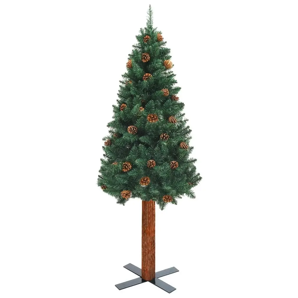 Slim Pre-lit Christmas Tree with Ball Set Green 210 cm PVC 3077910