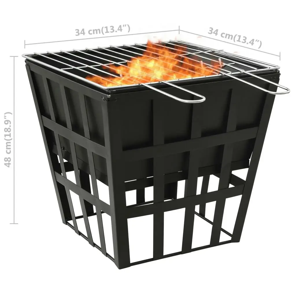 2-in-1 Fire Pit and BBQ 34x34x48 cm Steel 315089