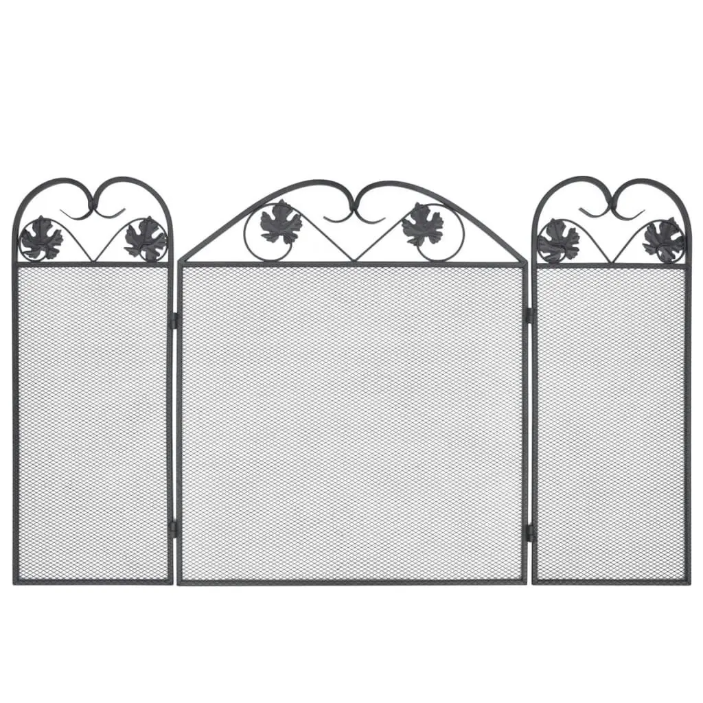 3-panel Fireplace Screen Iron Black 242005