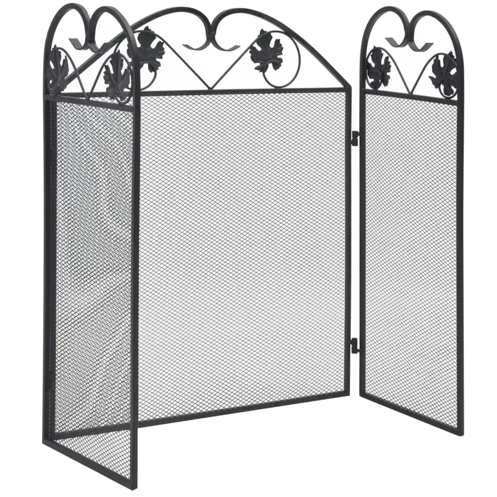 3-panel Fireplace Screen Iron Black 242005