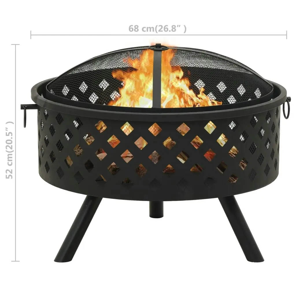 Fire Pit with Poker 68 cm XXL Steel 311890