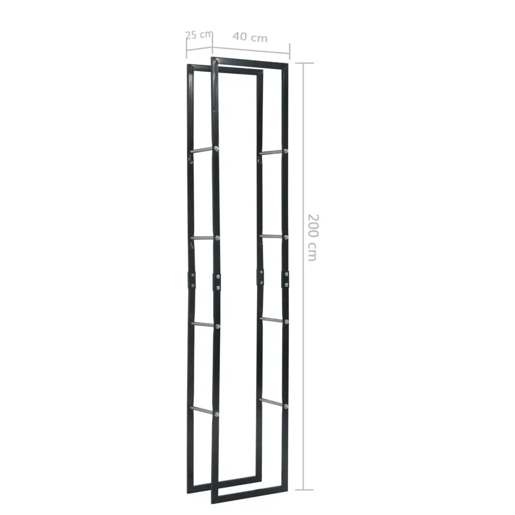 Firewood Rack Black 40x25x200 cm Steel 286283