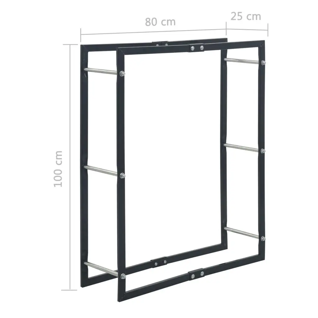 Firewood Rack Black 80x25x100 cm Steel 286287