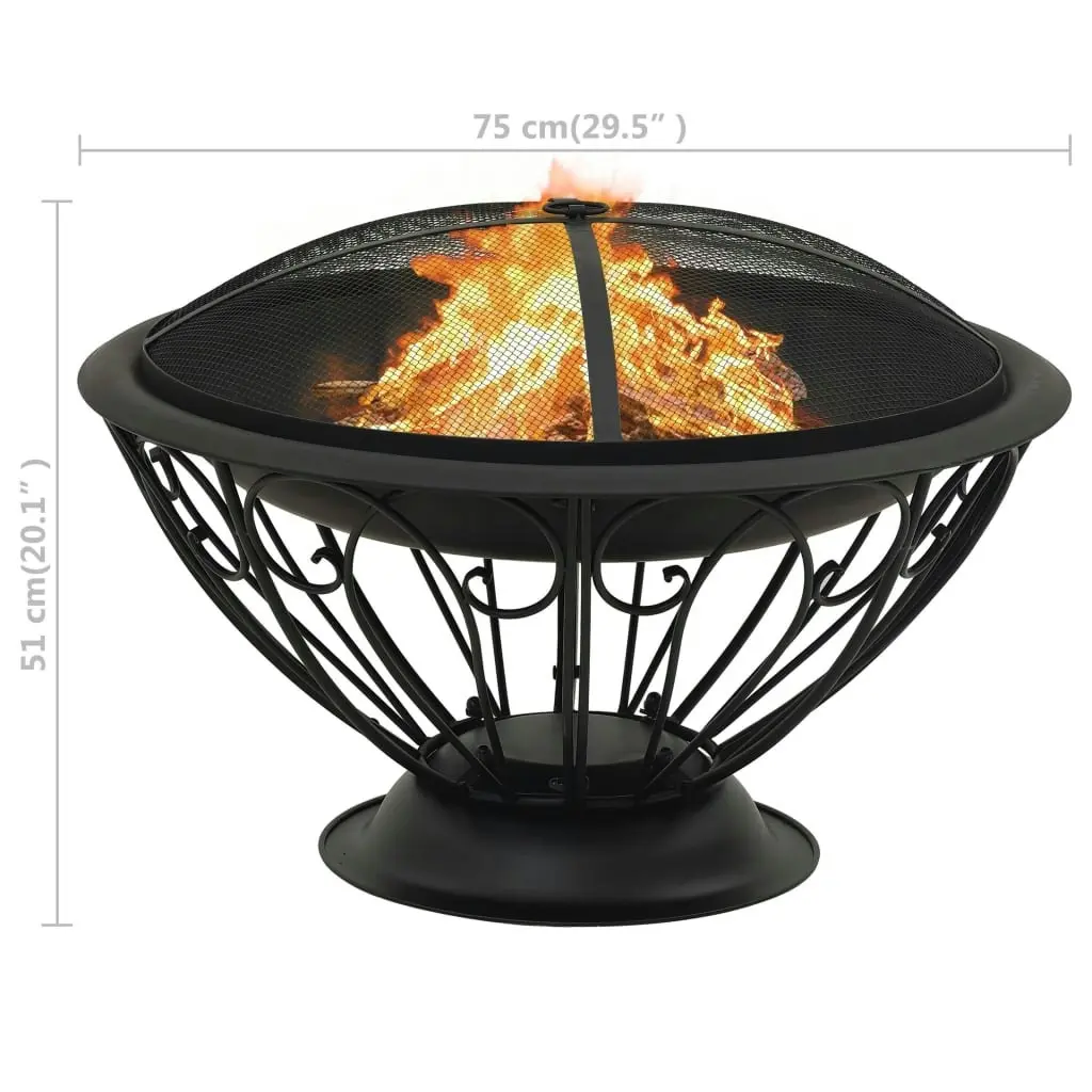 Fire Pit with Poker 75 cm XXL Steel 311895