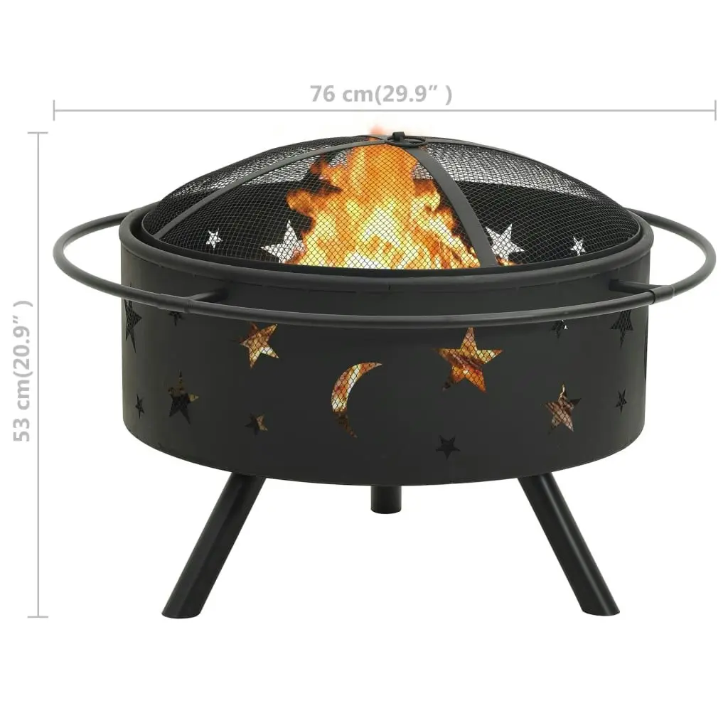 Fire Pit with Poker 76 cm XXL Steel 311892