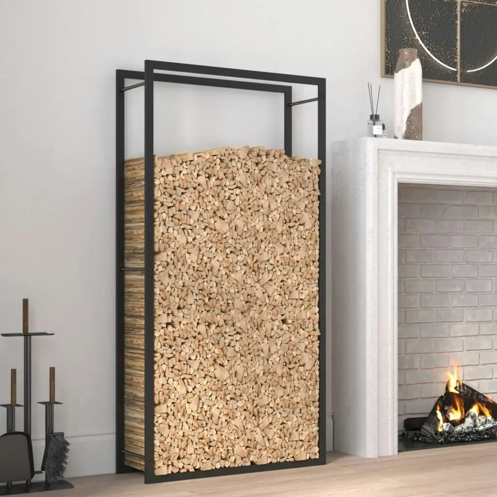 Firewood Rack Matt Black 80x28x154 cm Steel 350308