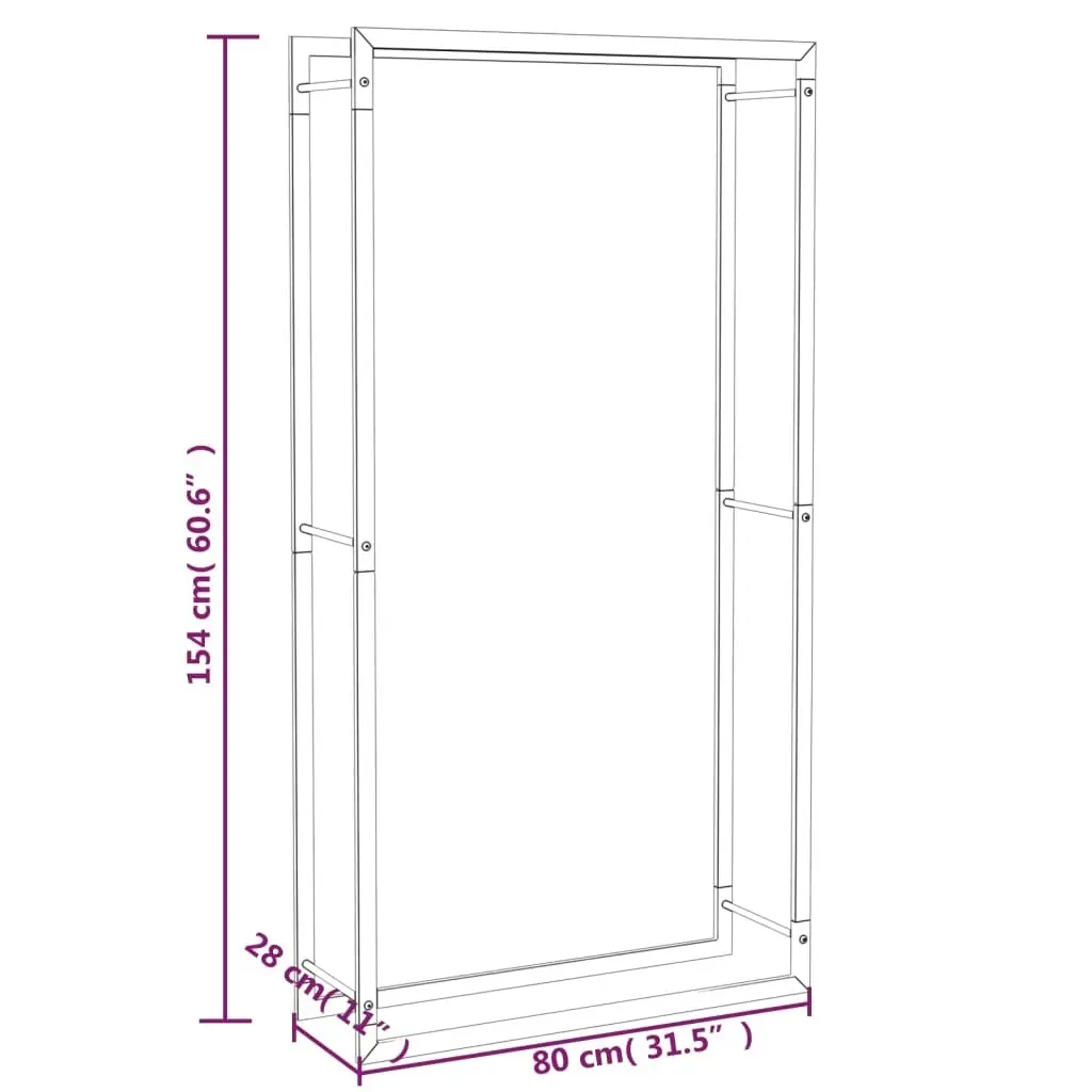 Firewood Rack Matt Black 80x28x154 cm Steel 350308