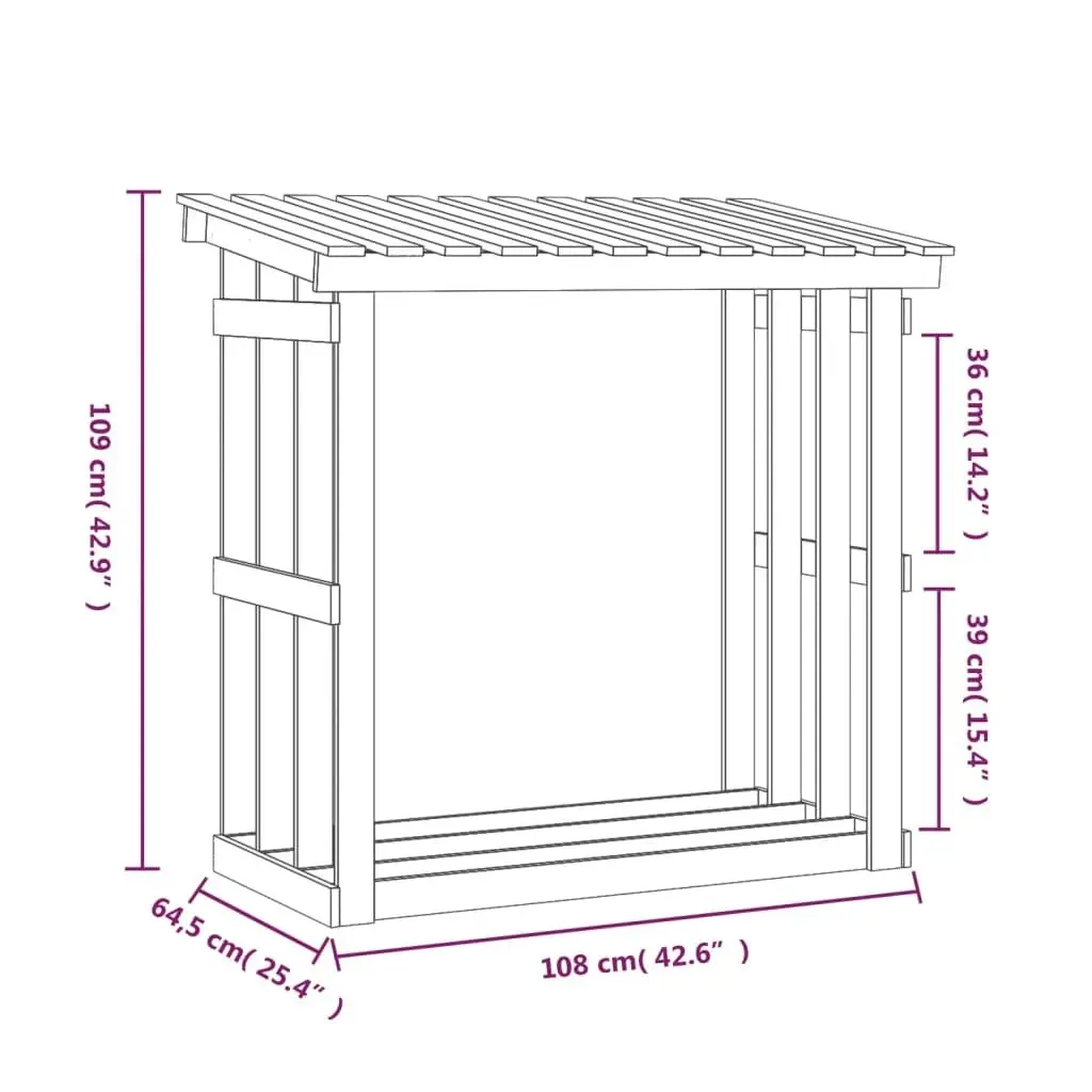 Firewood Rack 108x64.5x109 cm Solid Wood Pine 822427