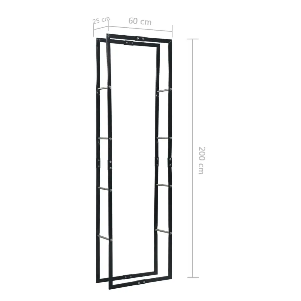 Firewood Rack Black 60x25x200 cm Steel 286284