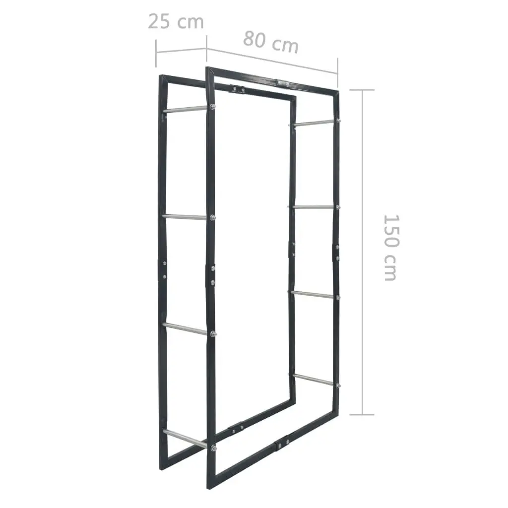 Firewood Rack Black 80x25x150 cm Steel 286289