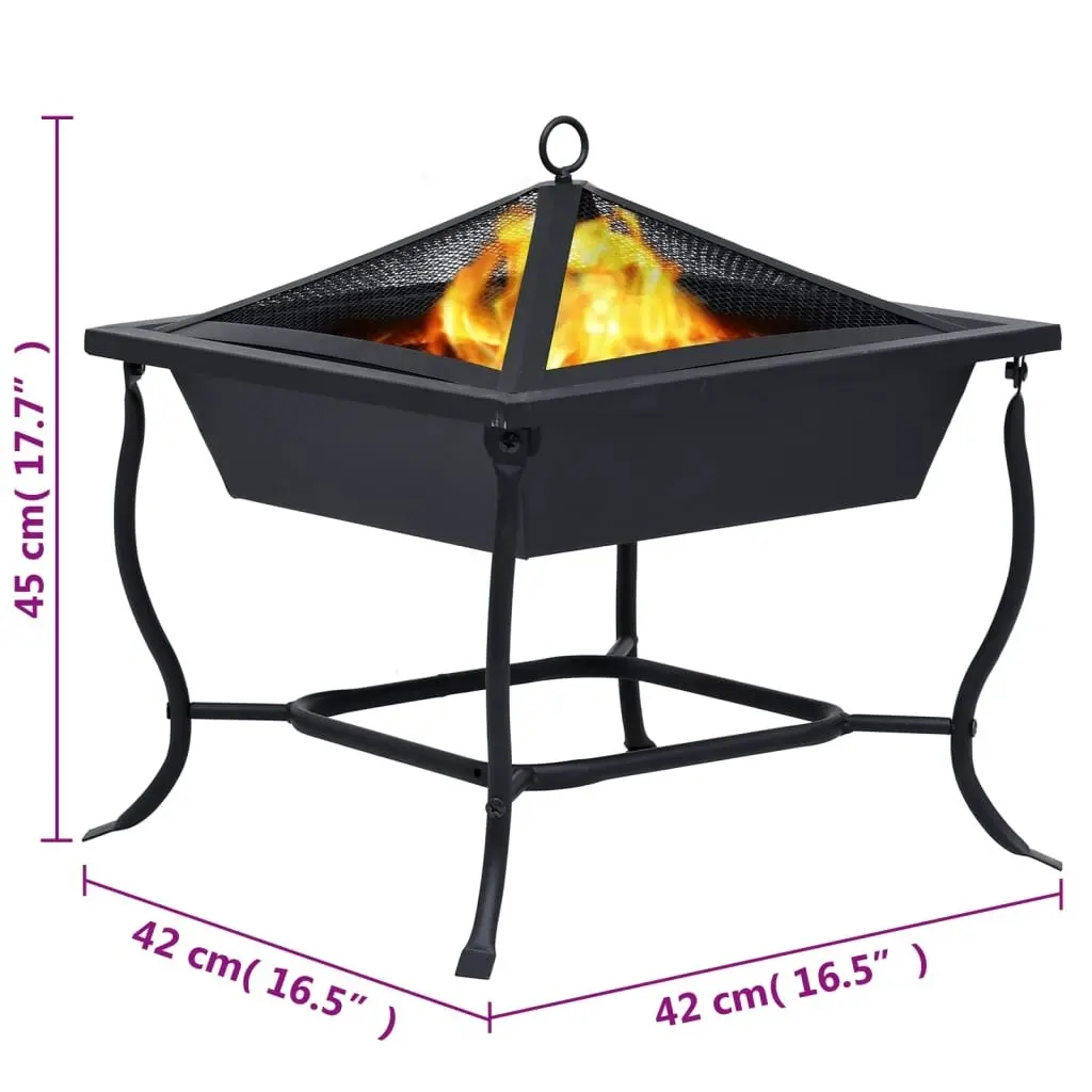 Fire Pit Black 42x42x45 cm Steel 46647