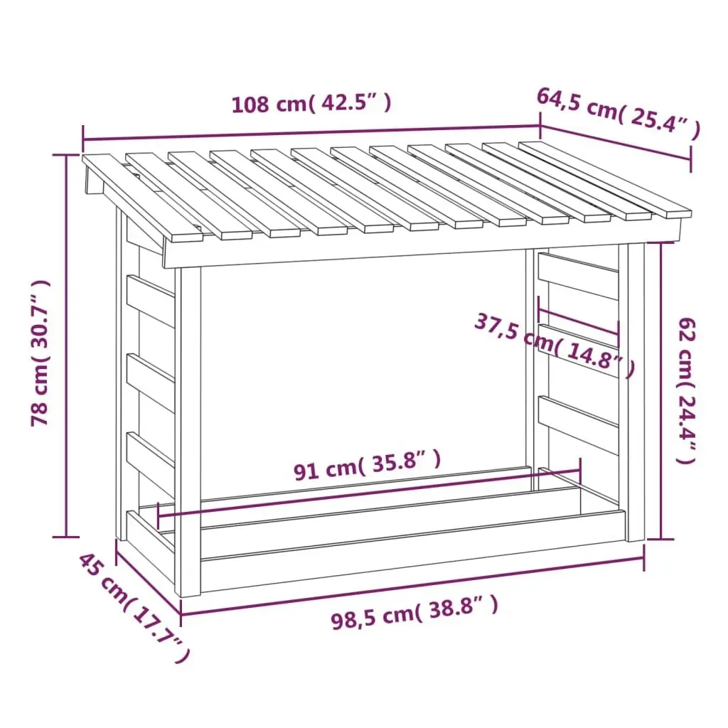 Firewood Rack 108x64.5x78 cm Solid Wood Pine 822442