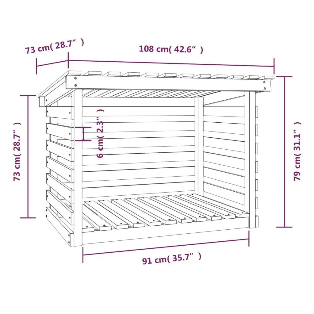 Firewood Rack 108x73x79 cm Solid Wood Pine 822227