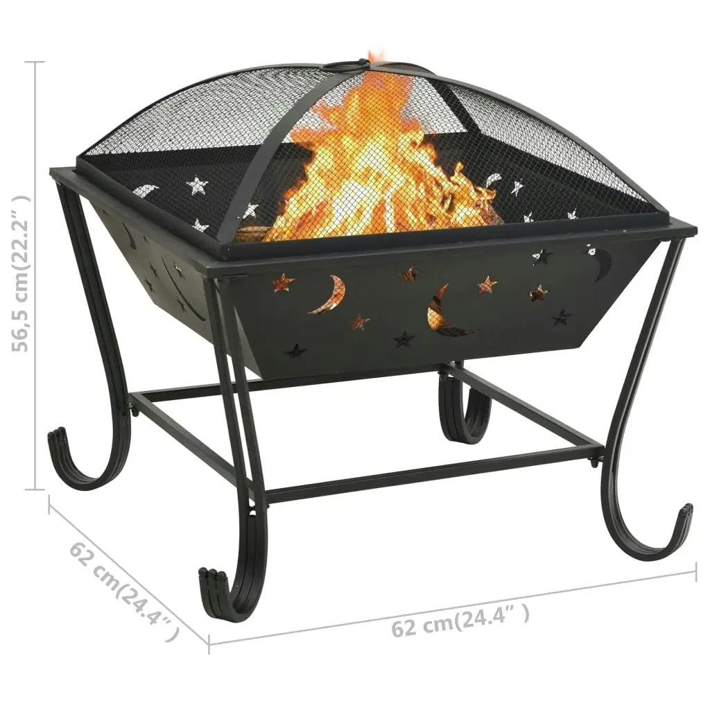 Fire Pit with Poker 62 cm XXL Steel 311893