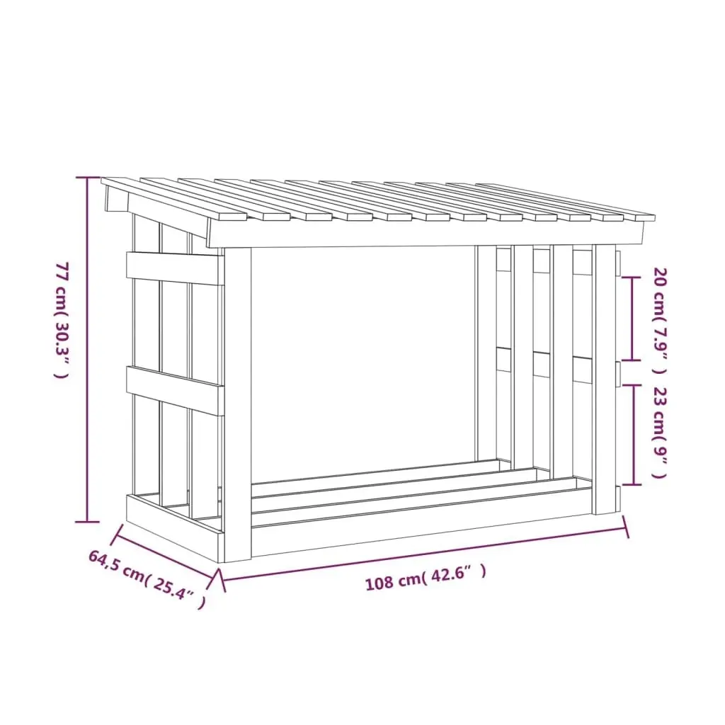 Firewood Rack 108x64.5x77 cm Solid Wood Pine 822432