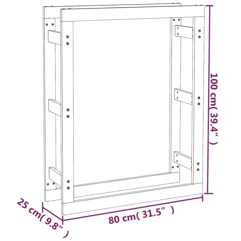 Firewood Rack 80x25x100 cm Solid Wood Pine 822417