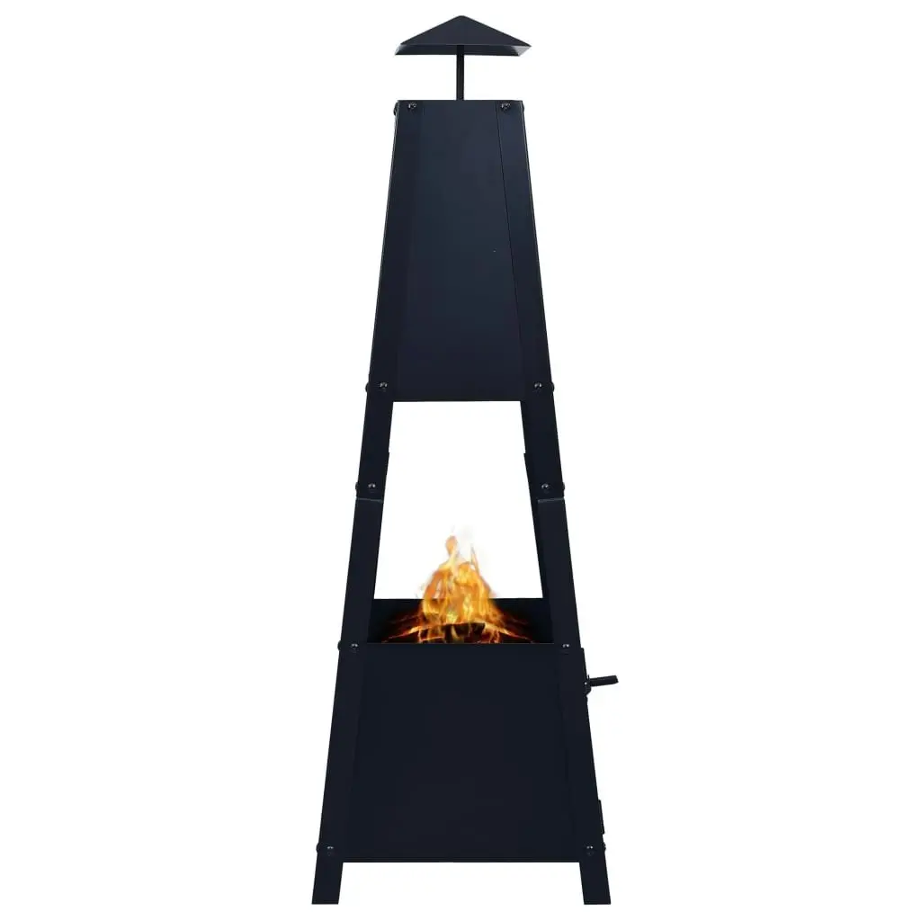 Fire Pit Black 35x35x99 cm Steel 46648