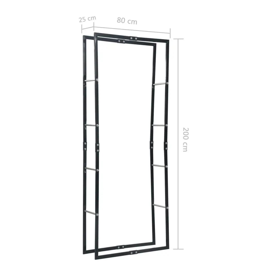 Firewood Rack Black 80x25x200 cm Steel 286285