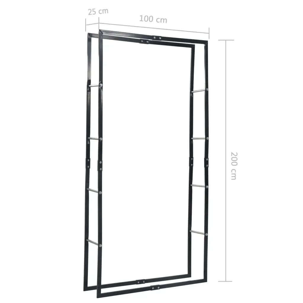 Firewood Rack Black 100x25x200 cm Steel 286286