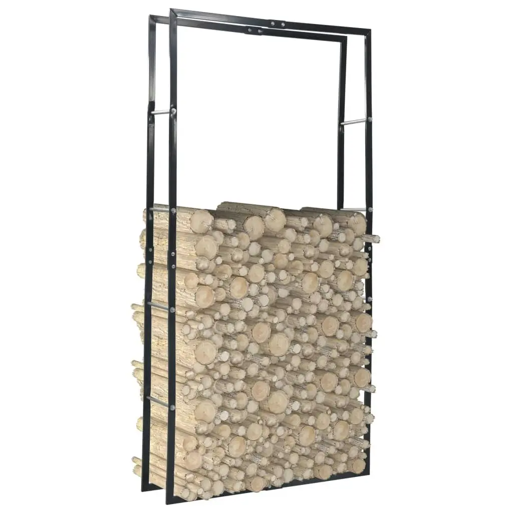 Firewood Rack Black 100x25x200 cm Steel 286286