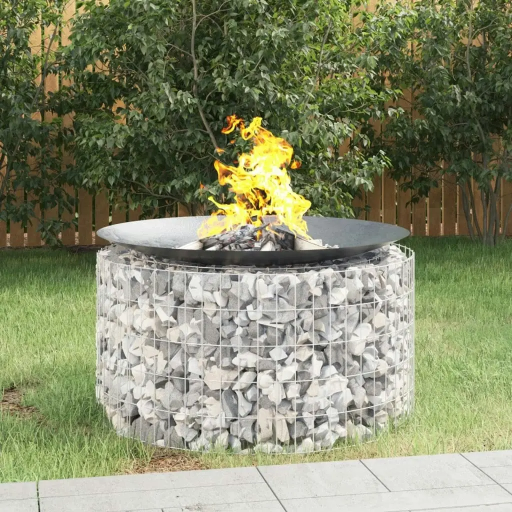 Gabion Fire Pit Ø 100 cm Galvanised Iron 153560