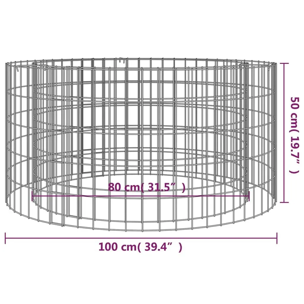 Gabion Fire Pit Ø 100 cm Galvanised Iron 153560