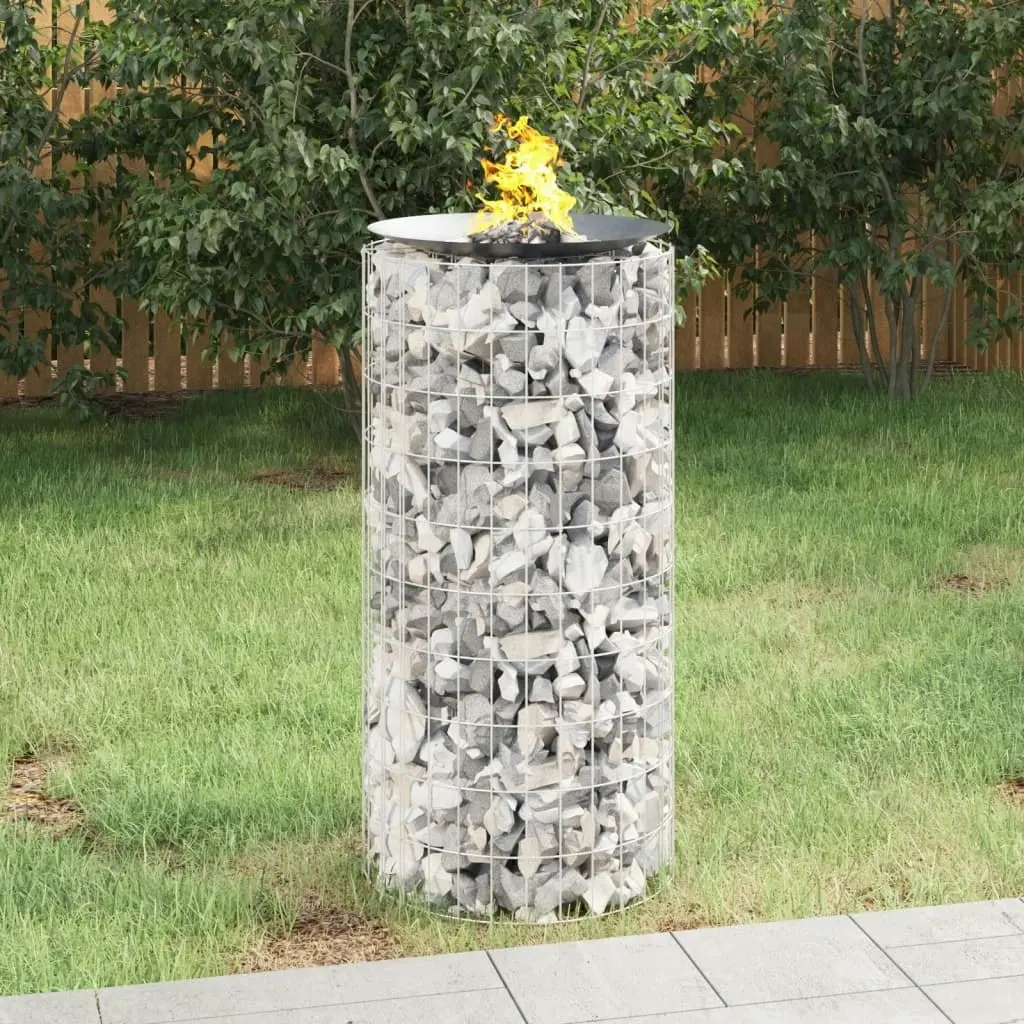 Gabion Fire Pit Ø 50 cm Galvanised Iron 153559