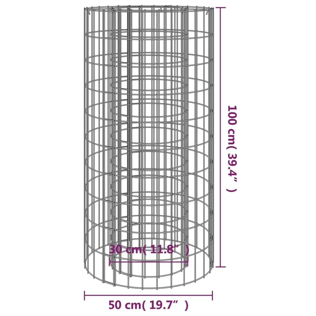 Gabion Fire Pit Ø 50 cm Galvanised Iron 153559