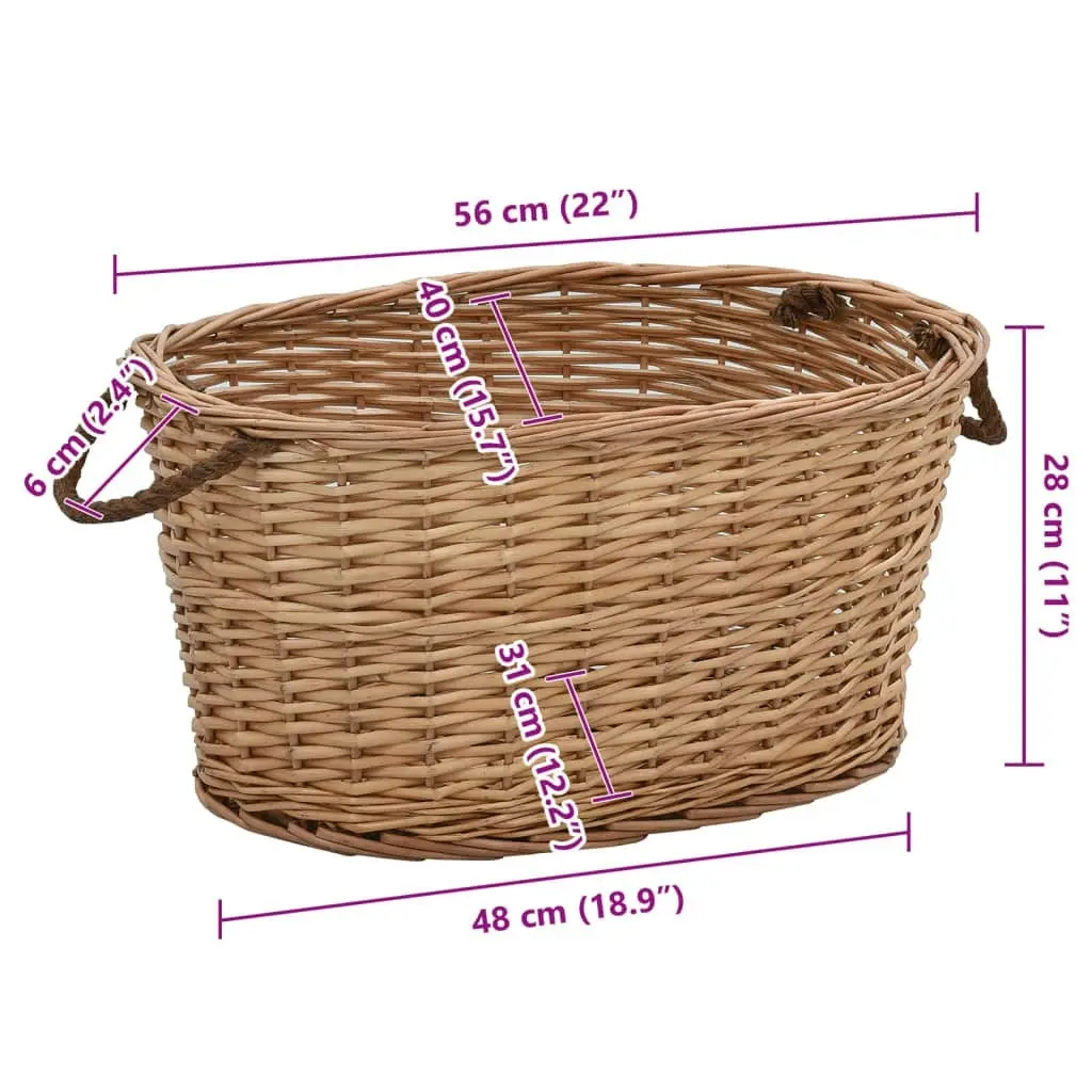 Firewood Basket with Carrying Handles 56x40x28 cm Natural Willow 286982