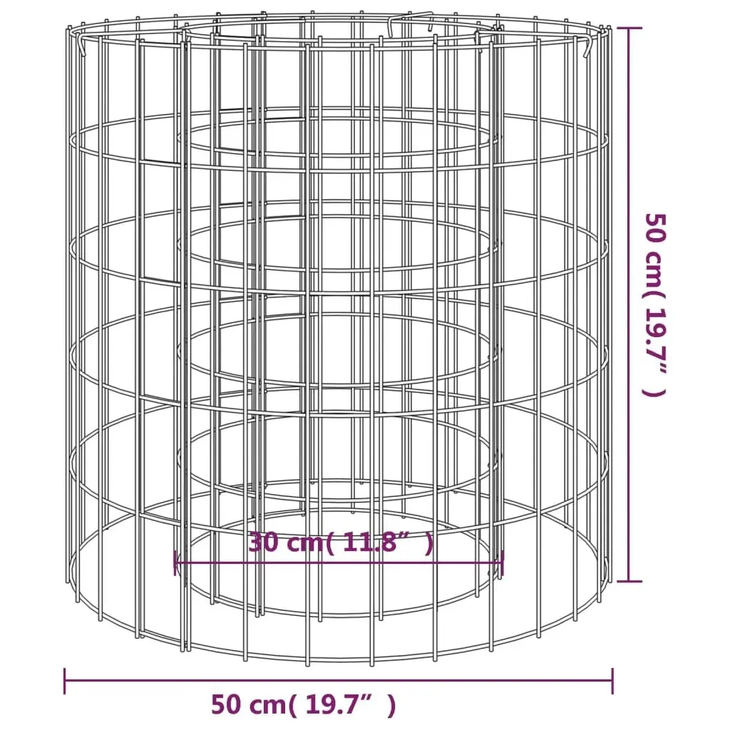 Gabion Fire Pit Ø 50 cm Galvanised Iron 153558