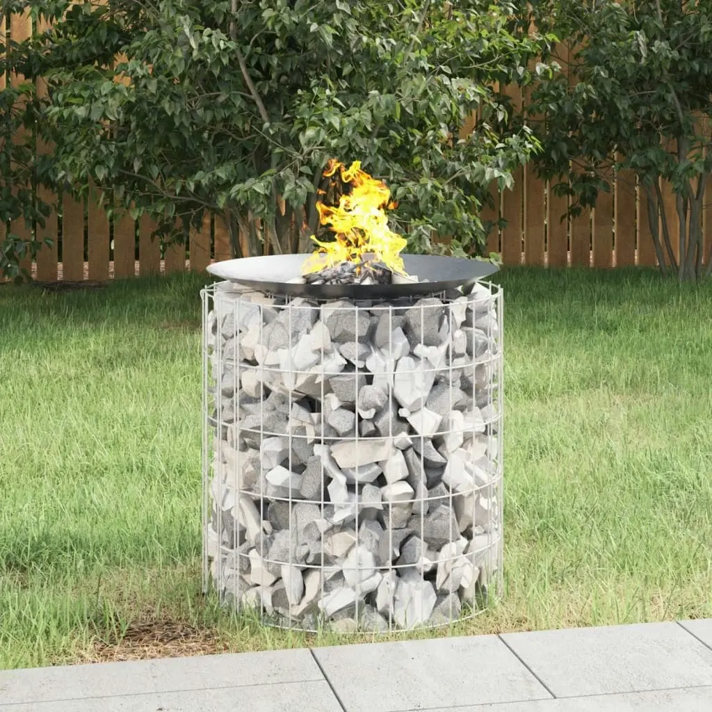 Gabion Fire Pit Ø 50 cm Galvanised Iron 153558