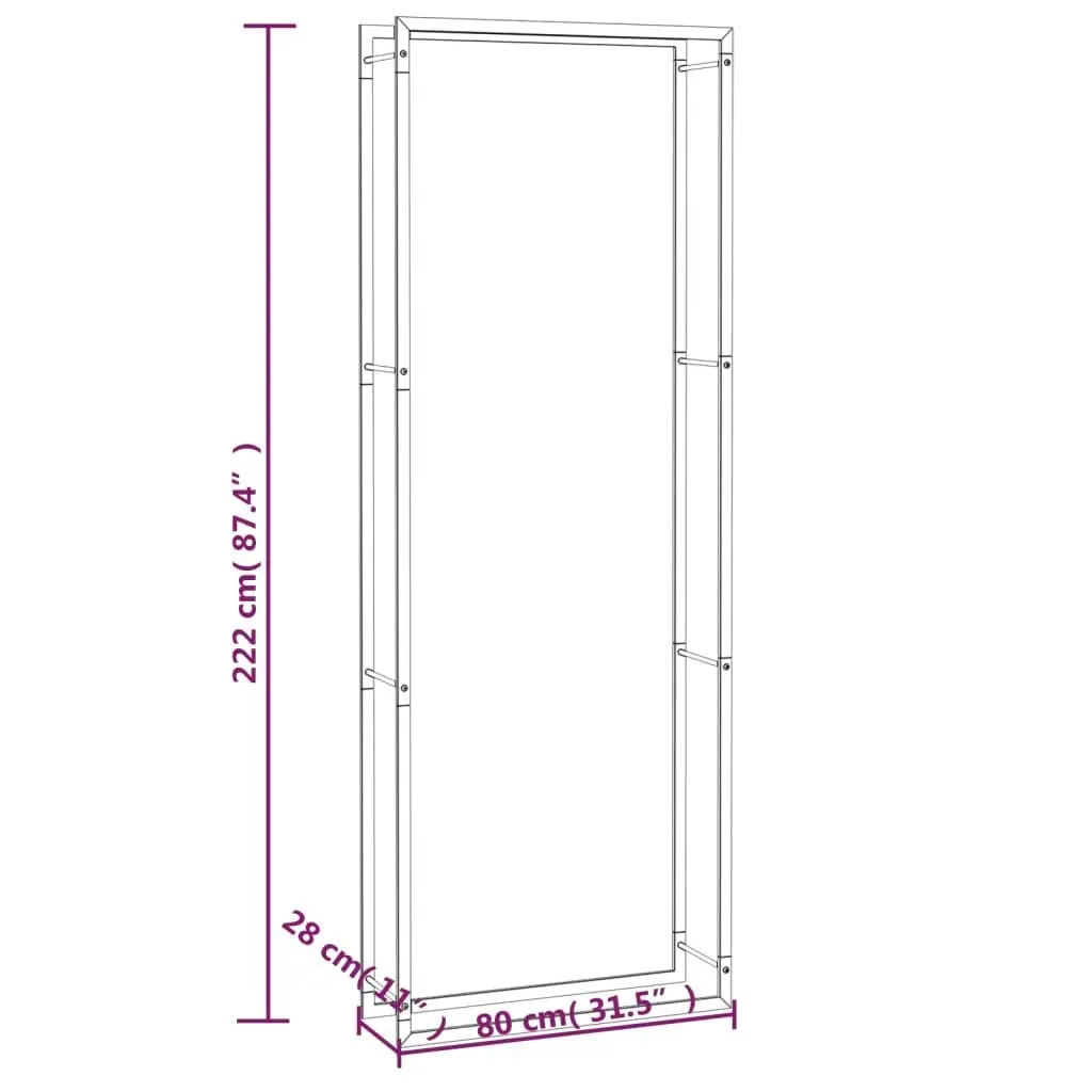 Firewood Rack Matt Black 80x28x222 cm Steel 350309