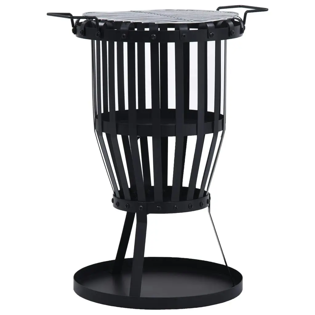 Garden Fire Pit Basket with BBQ Grill Steel 47.5 cm 47851