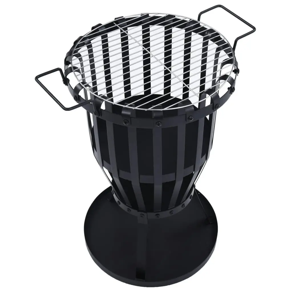 Garden Fire Pit Basket with BBQ Grill Steel 47.5 cm 47851