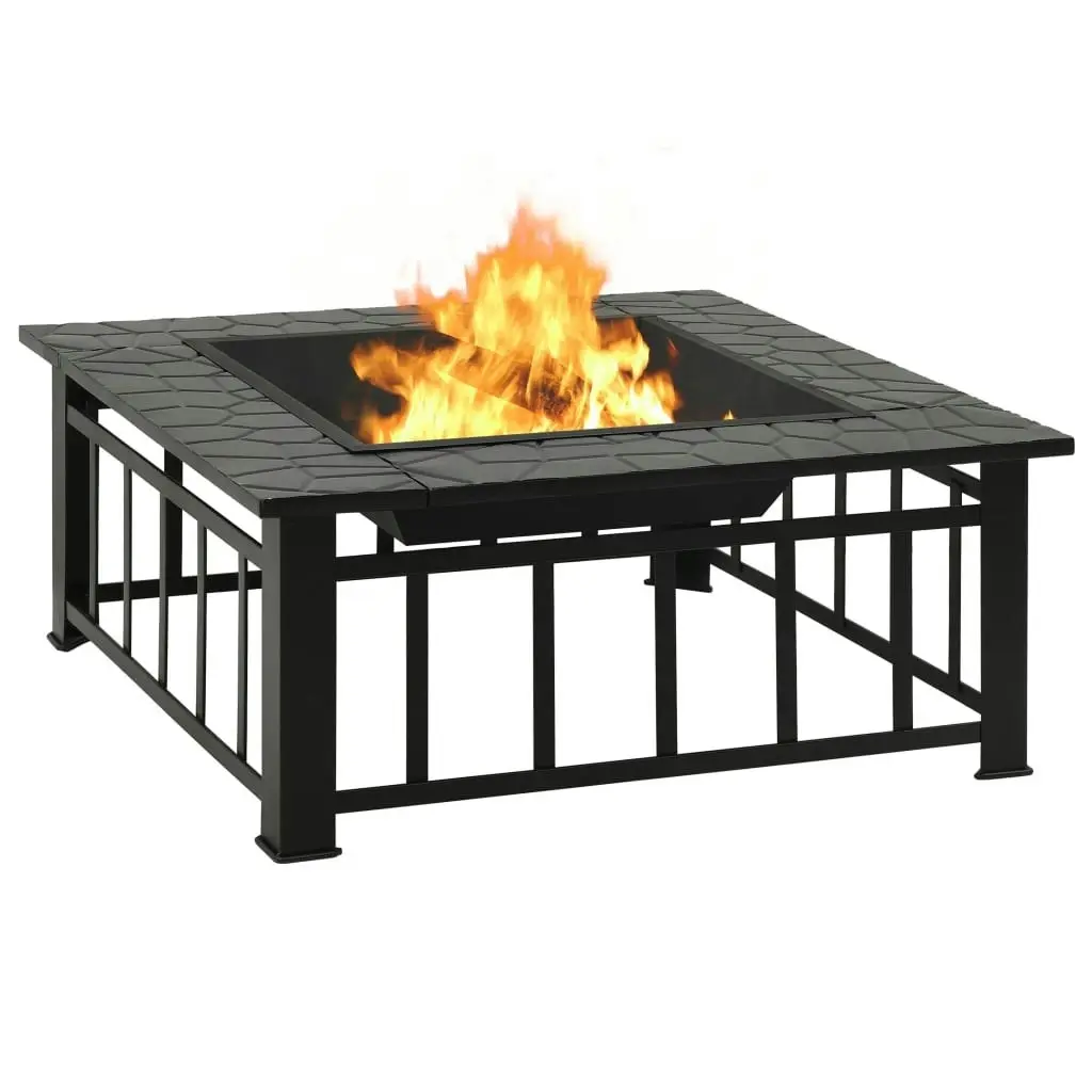 Garden Fire Pit with Poker 81x81x47 cm XXL Steel 311888