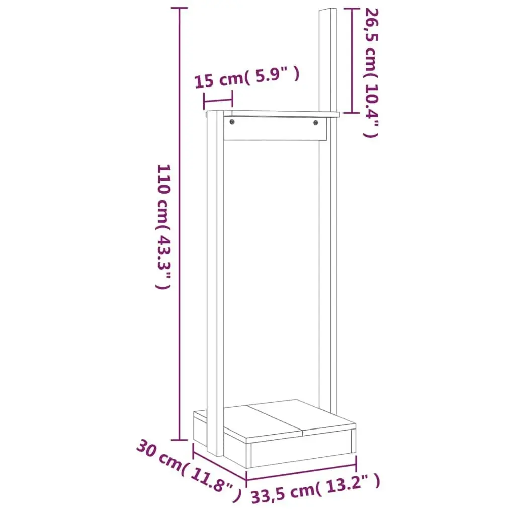 Log Holder 33.5x30x110 cm Solid Wood Pine 822616