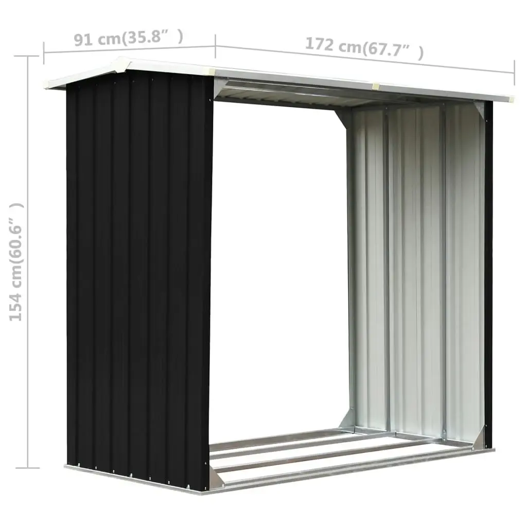 Log Storage Shed Galvanised Steel 172x91x154 cm Anthracite 47082