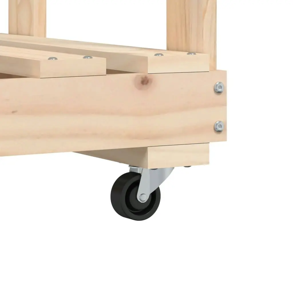 Log Holder with Wheels 76.5x40x108 cm Solid Wood Pine 832325