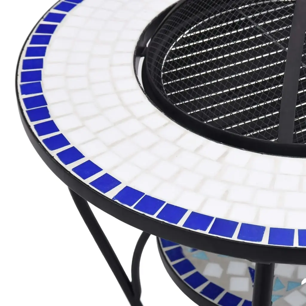 Mosaic Fire Pit Table Blue and White 68 cm Ceramic 46724