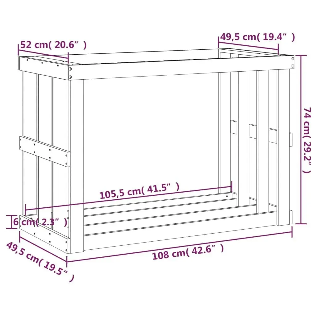 Outdoor Log Holder 108x52x74 cm Solid Wood Pine 822631