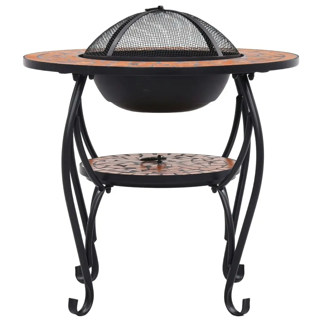 Mosaic Fire Pit Table Terracotta 68 cm Ceramic 46723