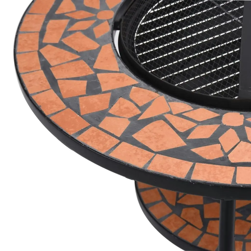 Mosaic Fire Pit Table Terracotta 68 cm Ceramic 46723