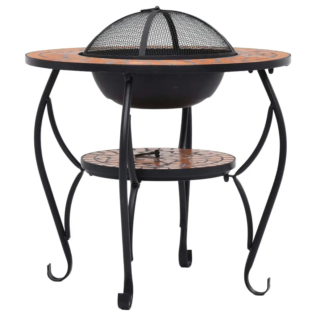 Mosaic Fire Pit Table Terracotta 68 cm Ceramic 46723