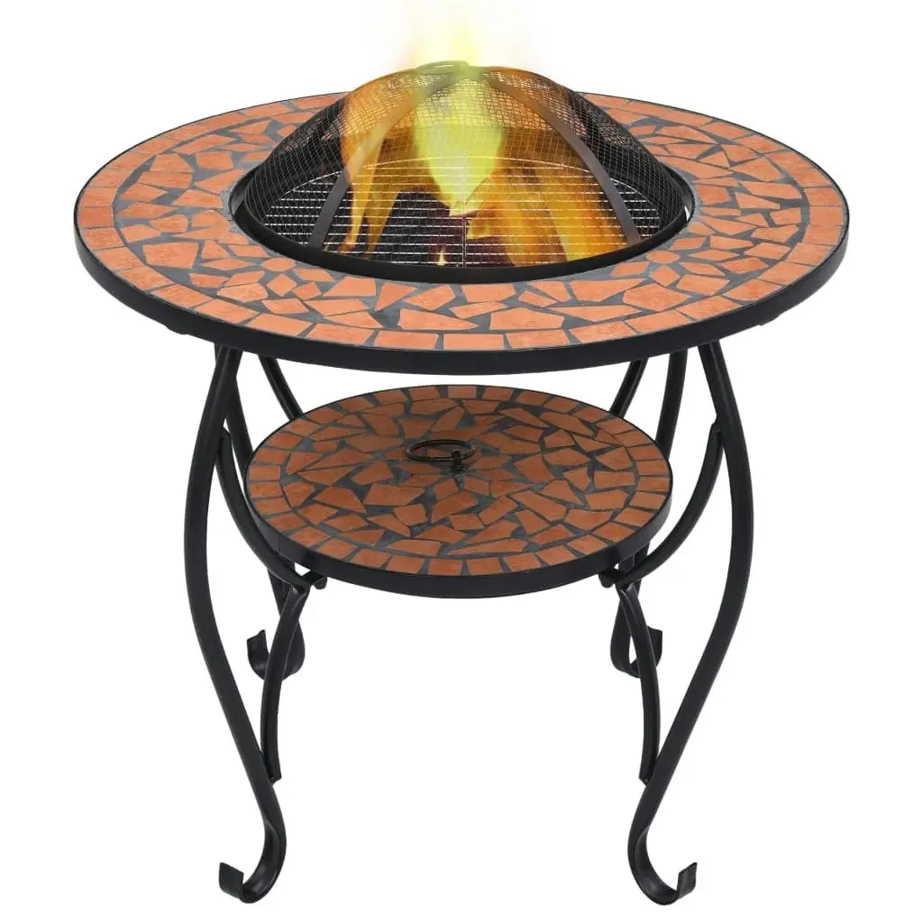 Mosaic Fire Pit Table Terracotta 68 cm Ceramic 46723