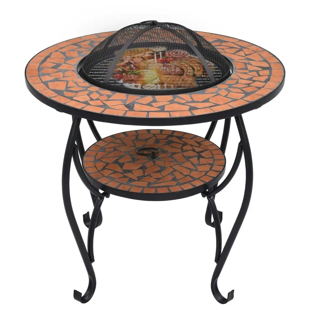 Mosaic Fire Pit Table Terracotta 68 cm Ceramic 46723